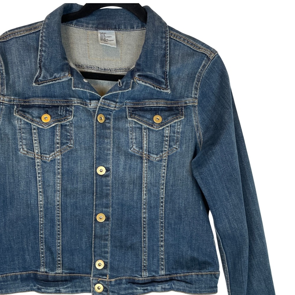H&M & Denim Women's Blue Denim Jacket Button‎ Front Size US 14